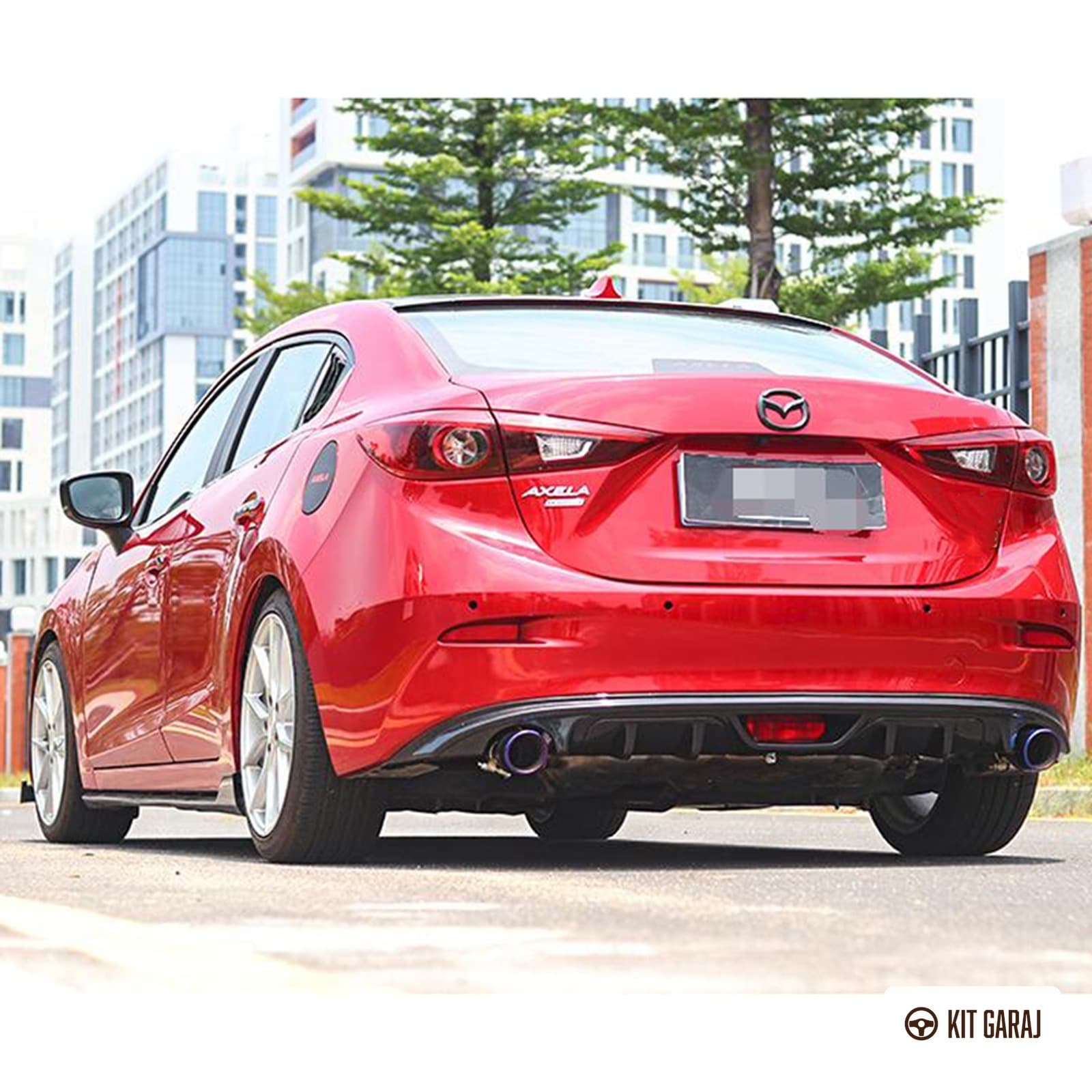 Mazda 3 2014 Çift Çıkış Parlak Siyah Difüzör (Plastik) Boyalı