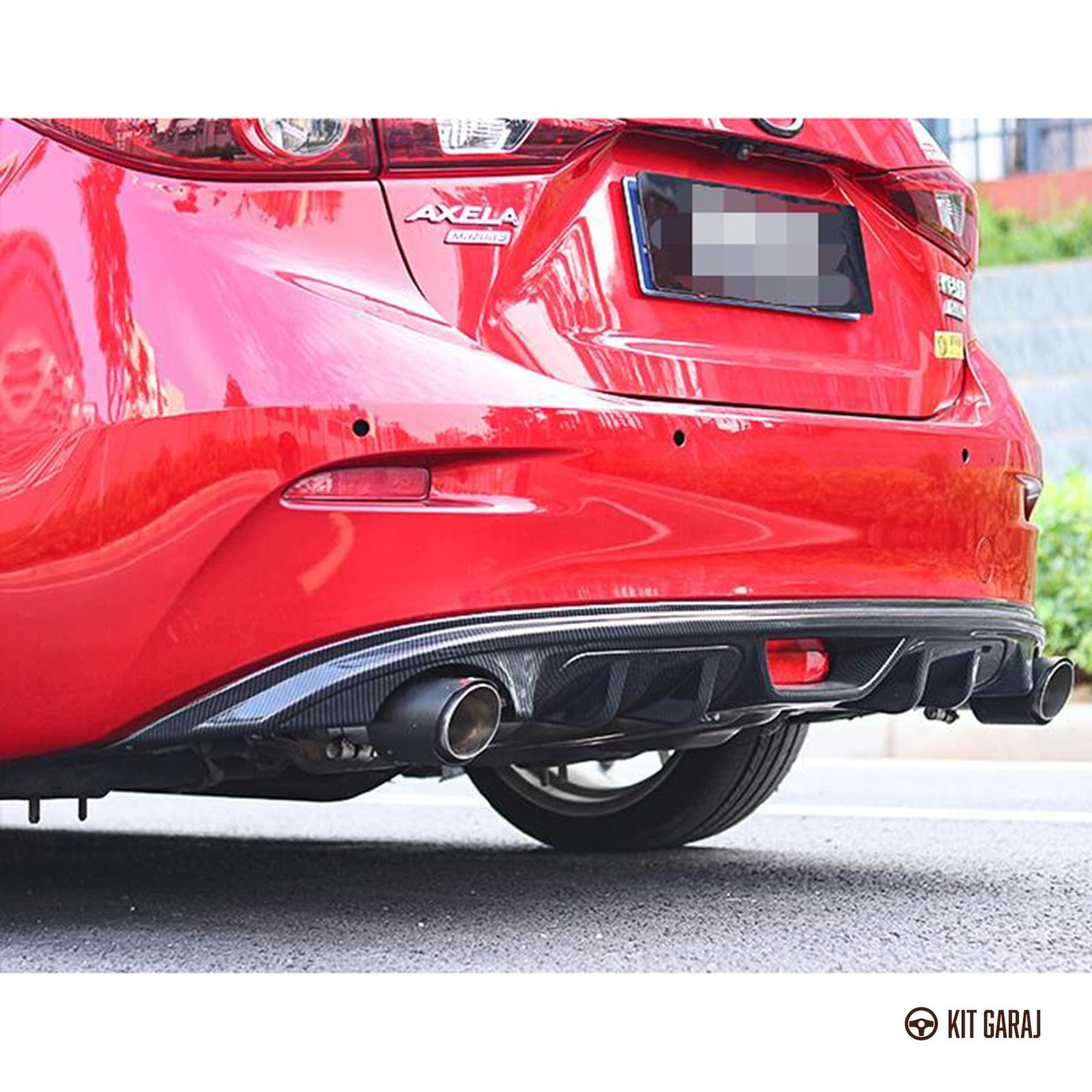 Mazda 3 2014 Çift Çıkış Parlak Siyah Difüzör (Plastik) Boyalı (3/4)