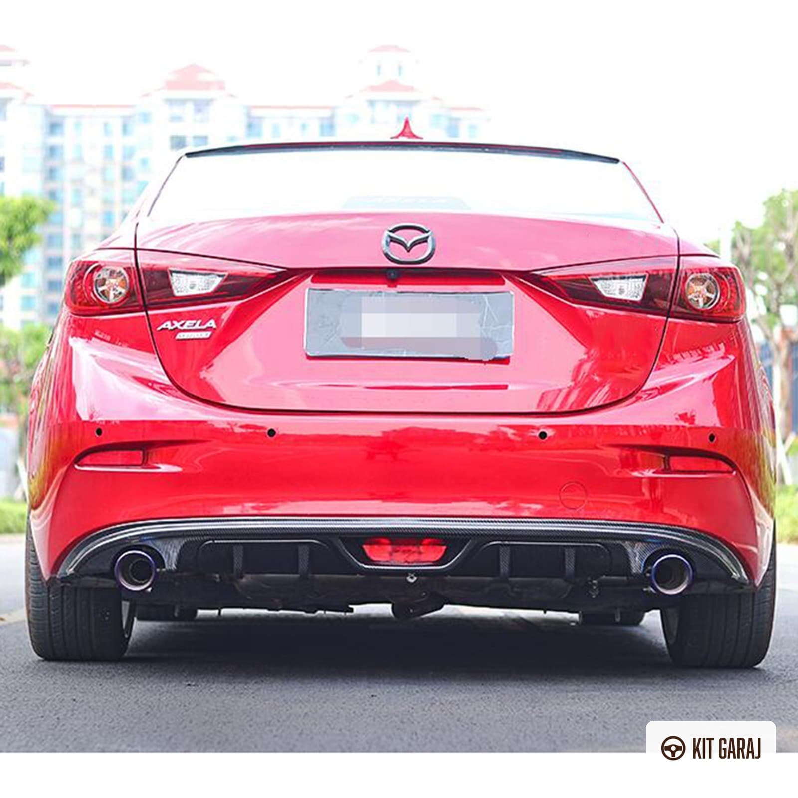 Mazda 3 2014 Çift Çıkış Parlak Siyah Difüzör (Plastik) Boyalı (4/4)