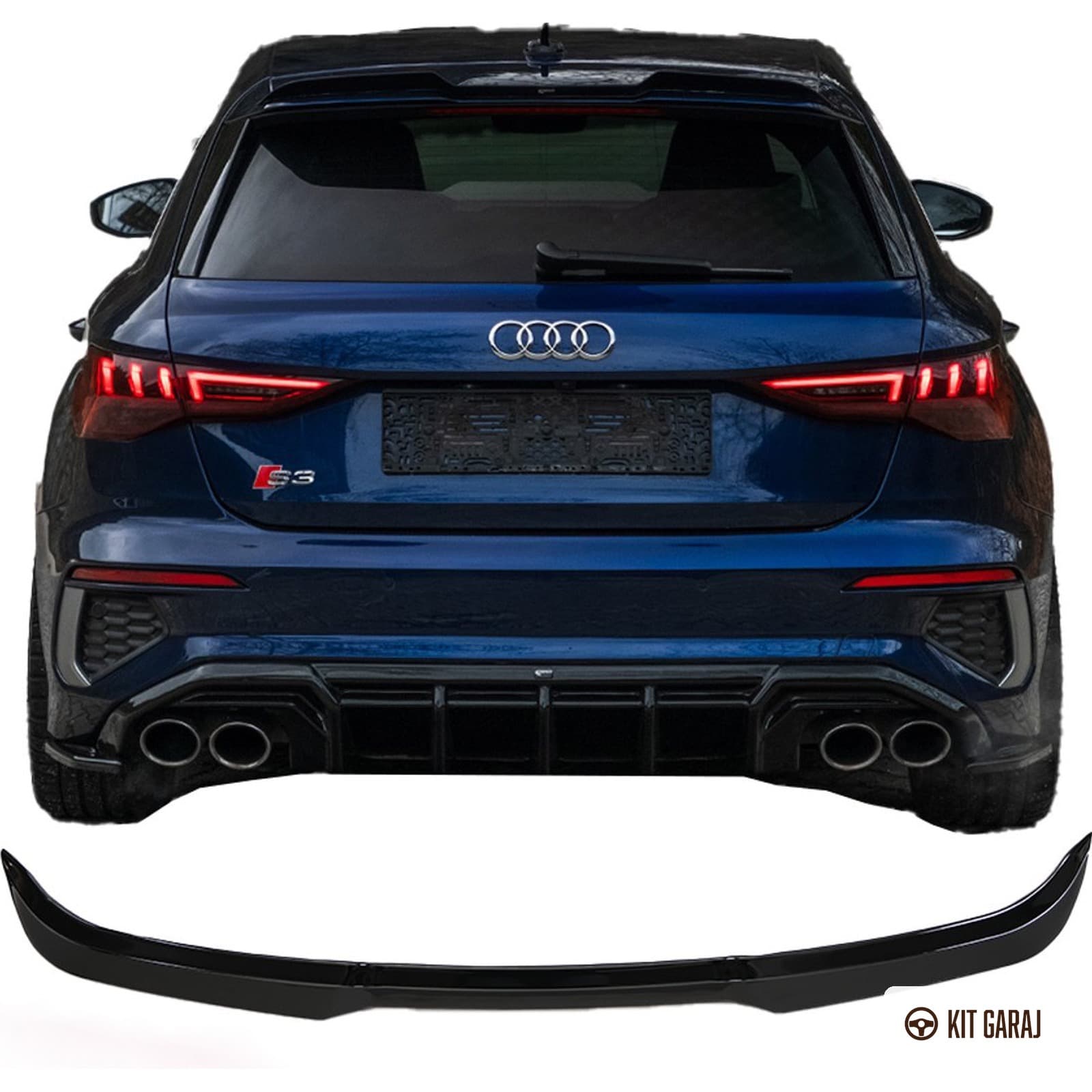 Audi A3 8Y S3 RS3 S-Line Sportback 2020-2024 Spoiler (Plastik) Piano Black Boyalı