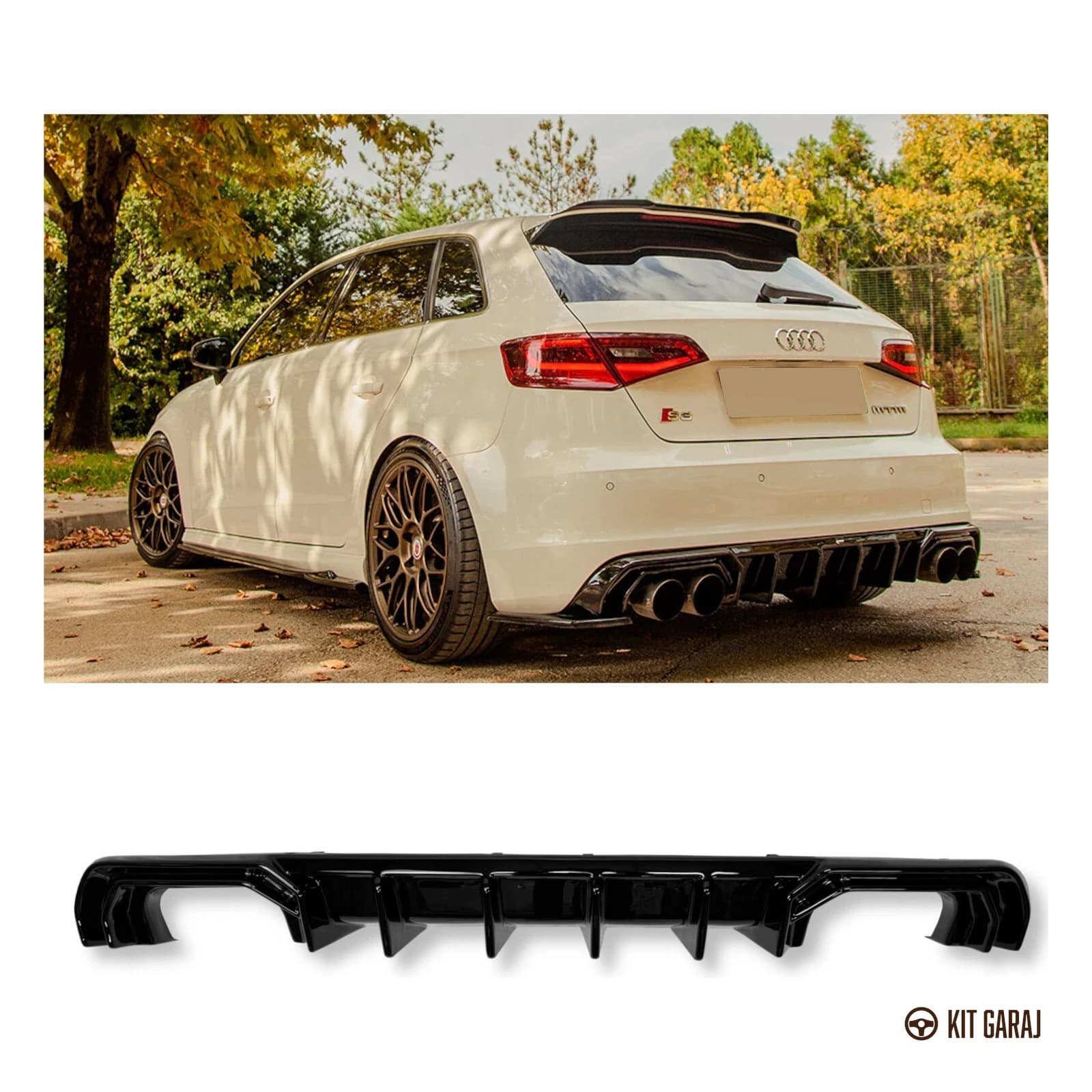 Audi A3 8V S3 Sportback 2013-2016 Difüzör (Plastik) Piano Black Boyalı (4/4)