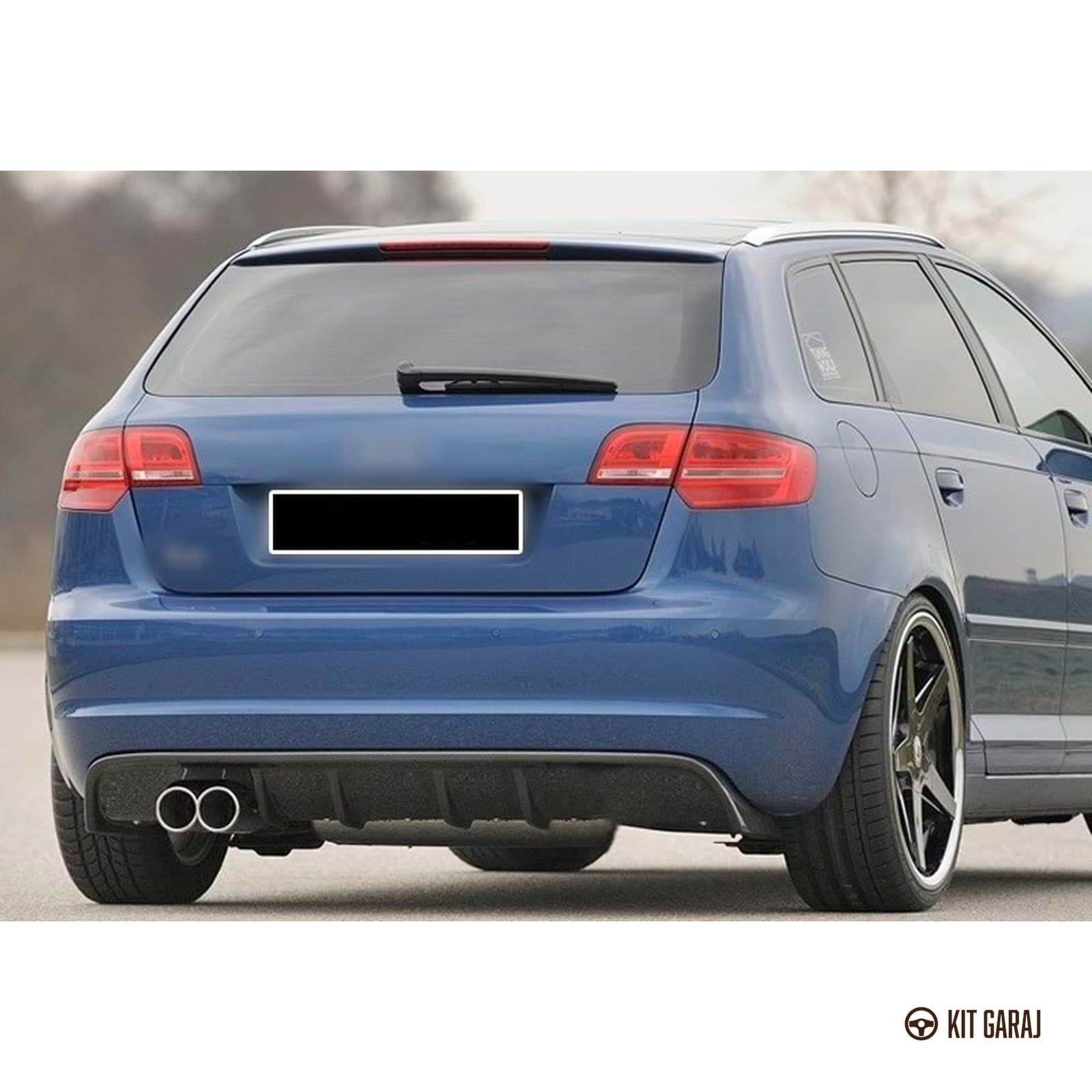 Audi A3 S3 2008-2012 HB 4 Kapı Soldan Çift Difüzör (Plastik) Piano Black Boyalı (2/4)
