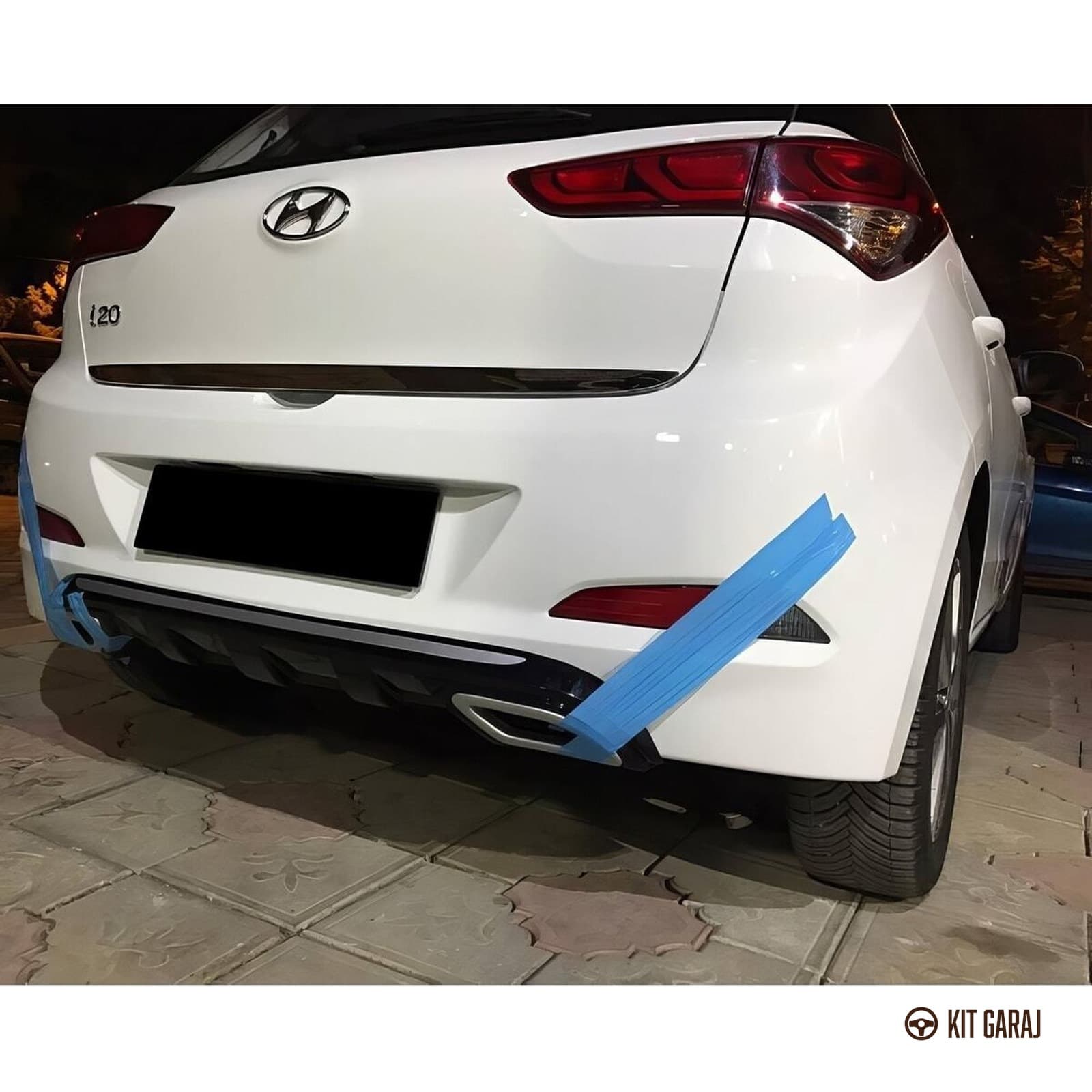 Hyundai i20 2015-2017 Egzoz Görünümlü Parlak Siyah Difüzör (Plastik) Boyalı (5/6)
