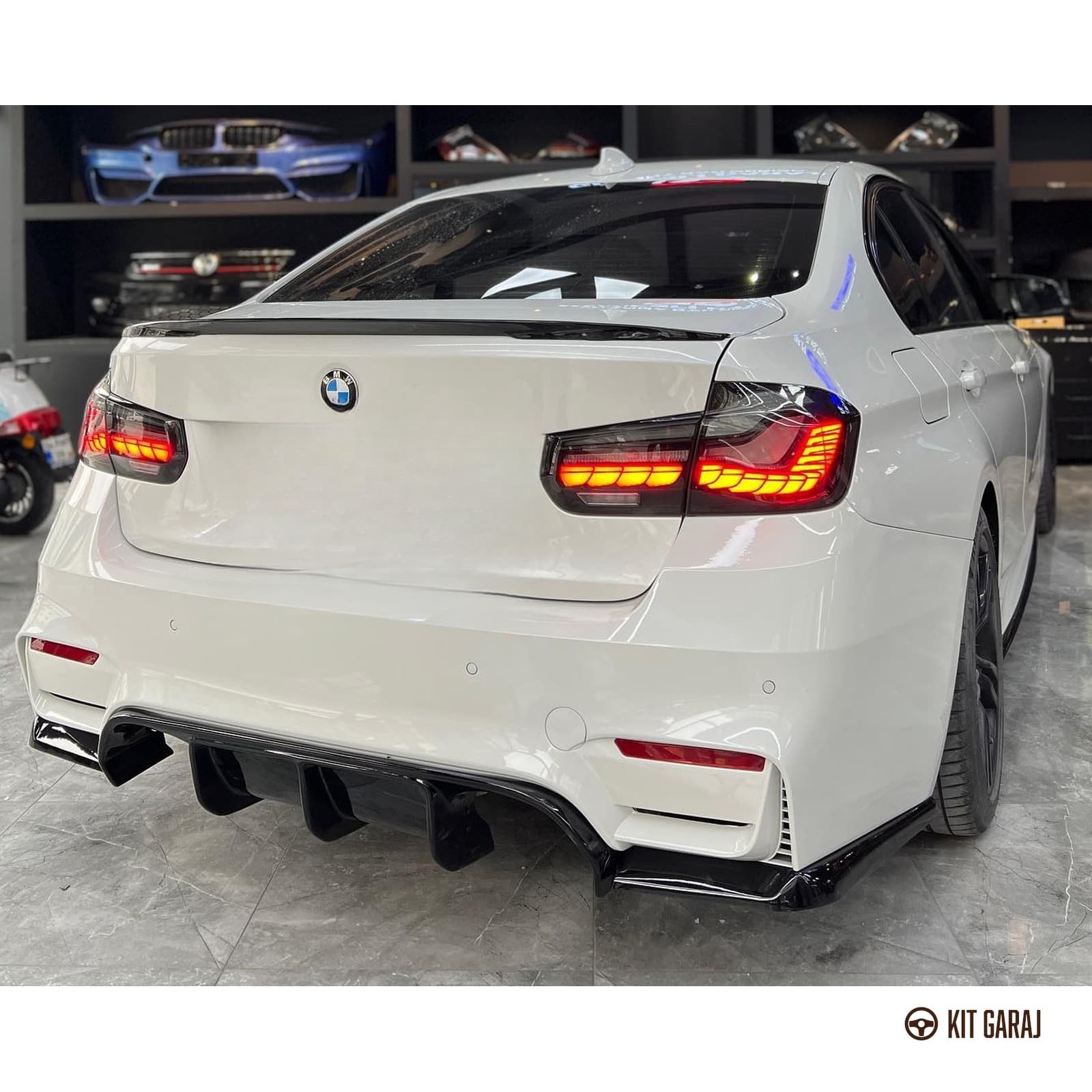 BMW F30-F80 M3 2012-2018 Vorsteiner Set 3 Parça Difüzör (Plastik) Piano Black (3/8)