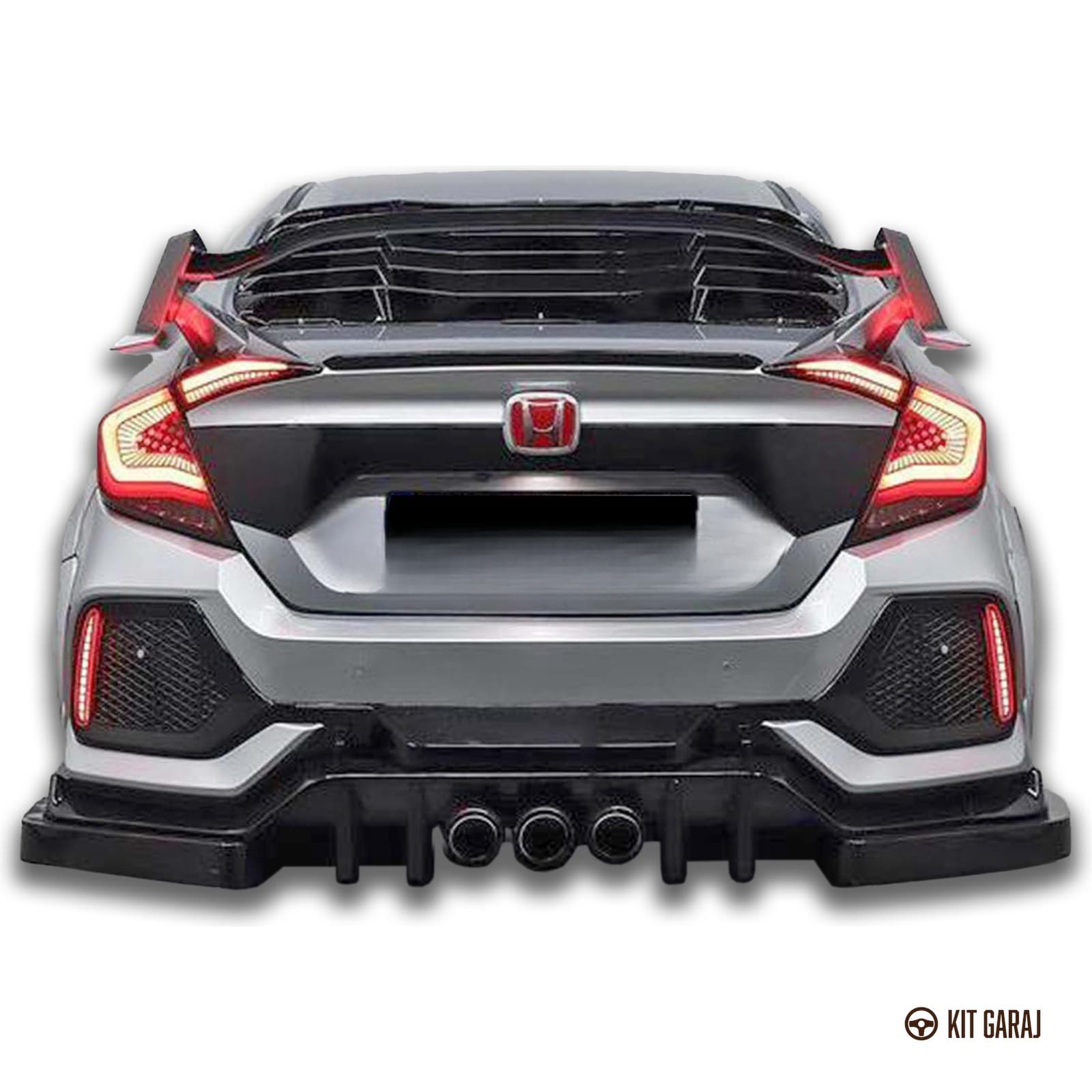 Honda Civic FC5 2016-2021 Piano Black 6 Parça Arka Flap (Plastik) Boyalı (8/8)