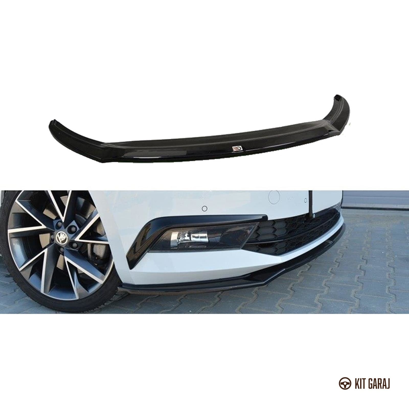 Skoda Superb 2015-2018 Makyajsız B8 Parlak Siyah Ön Lip (Plastik) Boyalı (5/6)