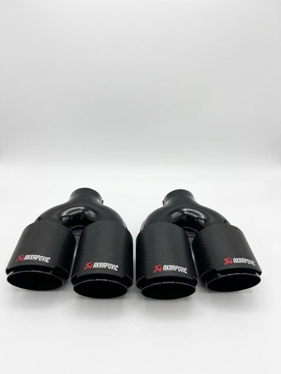 Evrensel Akrapovic Tipi Çiftli Karbon Kaplama Egzoz Ucu Siyah İç 76 mm (2/4)
