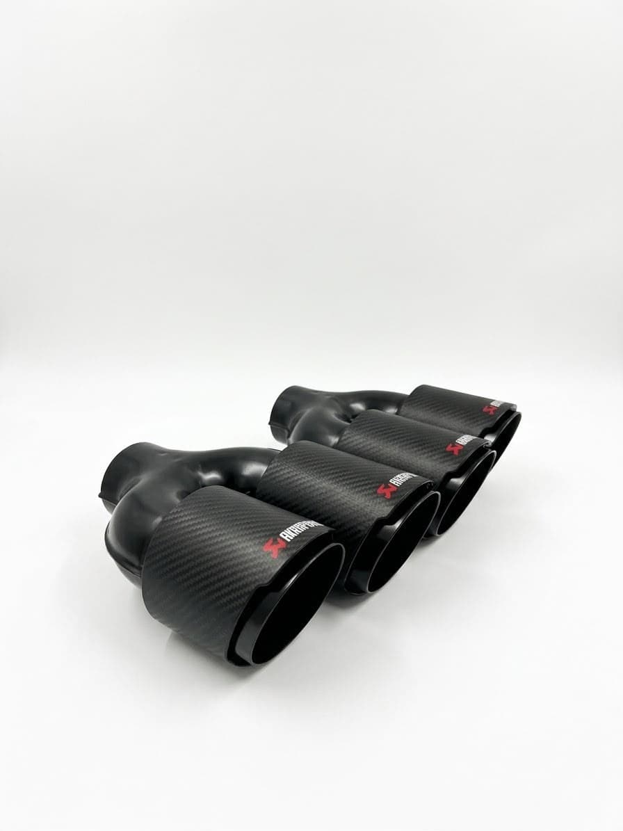 Evrensel Akrapovic Tipi Çiftli Karbon Kaplama Egzoz Ucu Siyah İç 76 mm (4/4)
