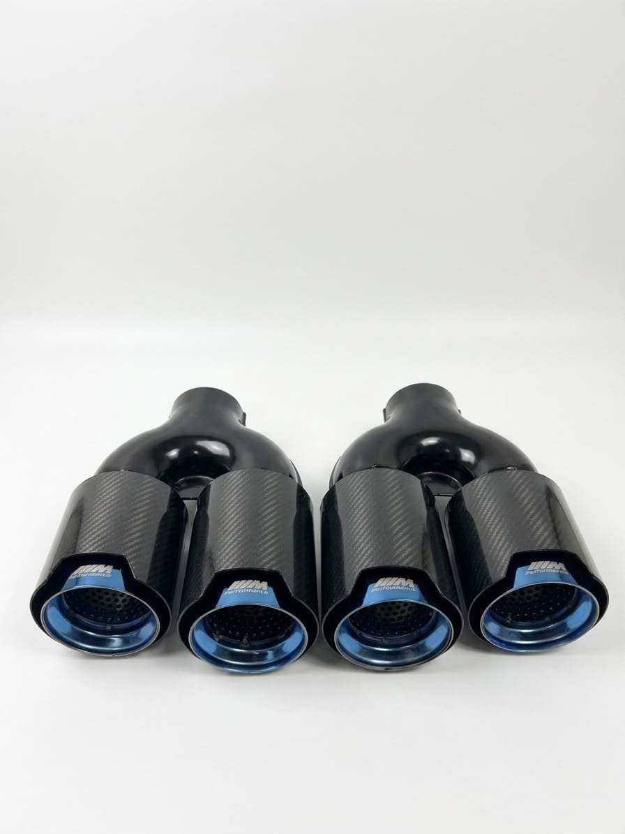 Evrensel BMW M Tipi Parlak Çiftli Karbon Kaplama Egzoz Ucu Mavi 90 mm (2/3)