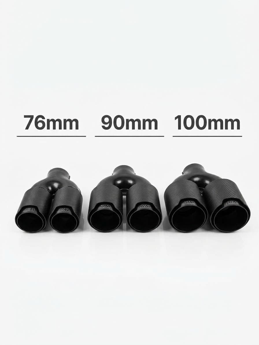 Evrensel BMW M Tipi Çiftli Karbon Kaplama Egzoz Ucu Gümüş İç 76 mm (2/3)