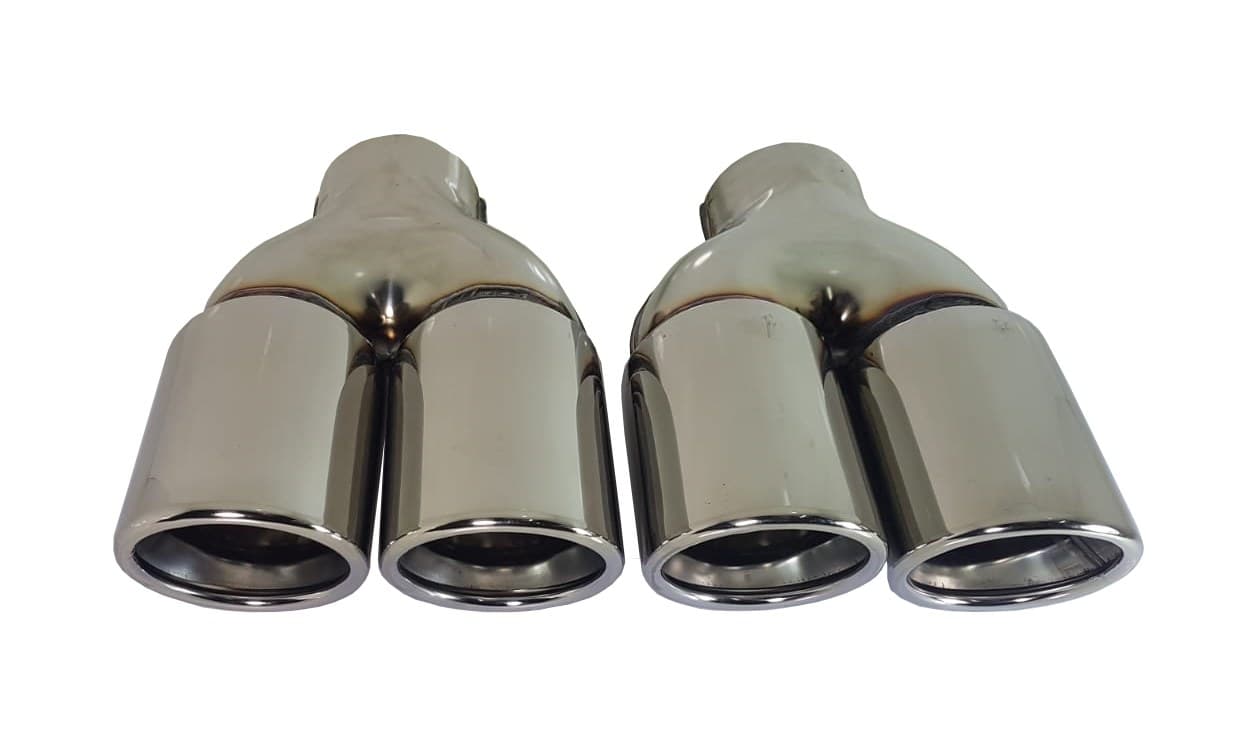 Evrensel Açılı Kesim Çiftli Paslanmaz Çelik Egzoz Ucu 90 mm