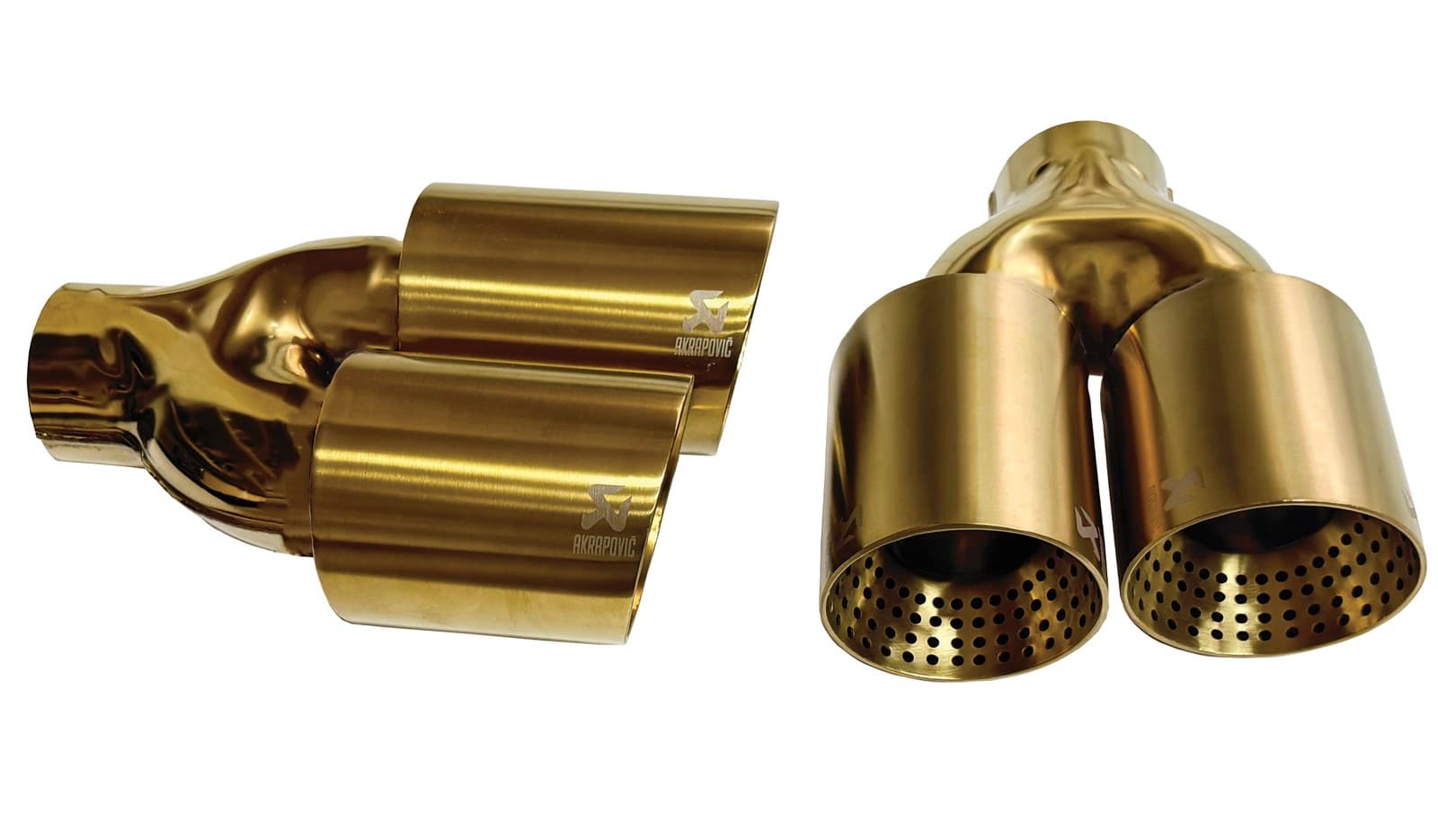 Evrensel Akrapovic Tipi Delikli Çiftli Egzoz Ucu Çöl Titanyum 90 mm (3/3)