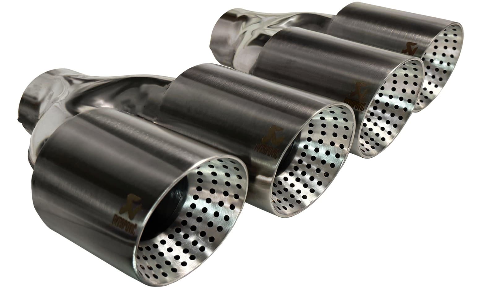 Evrensel Akrapovic Tipi Delikli Çiftli Egzoz Ucu Gri Titanyum 90 mm (2/4)
