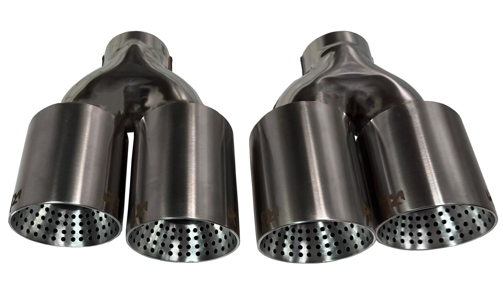 Evrensel Akrapovic Tipi Delikli Çiftli Egzoz Ucu Gri Titanyum 90 mm (4/4)
