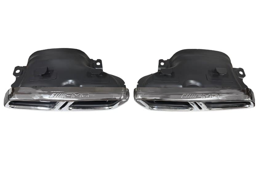 Mercedes AMG W221 W204 W205 W211 S63 E63 C63 Tekli Paslanmaz Egzoz Ucu Gri (2/3)