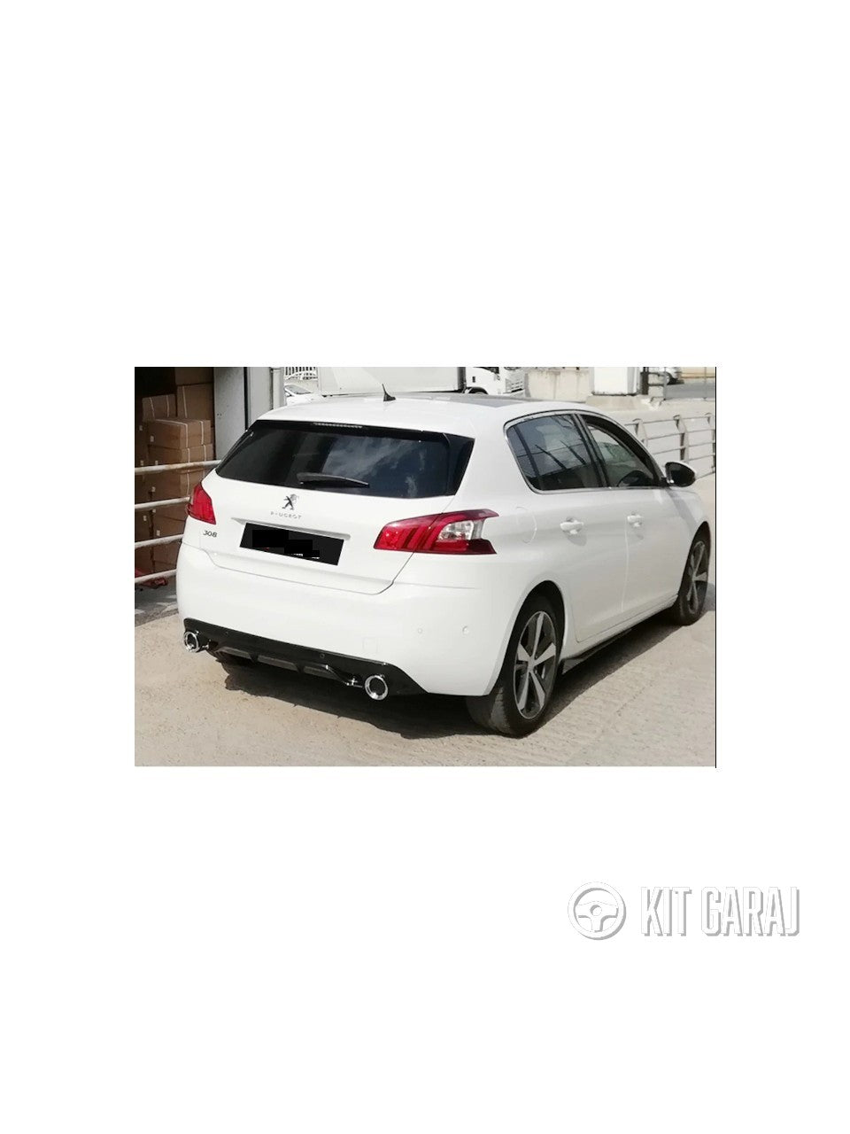 Peugeot 308 Uyumlu Race Difüzör Piano Black + Egzoz Ucu Kromlar 2013+