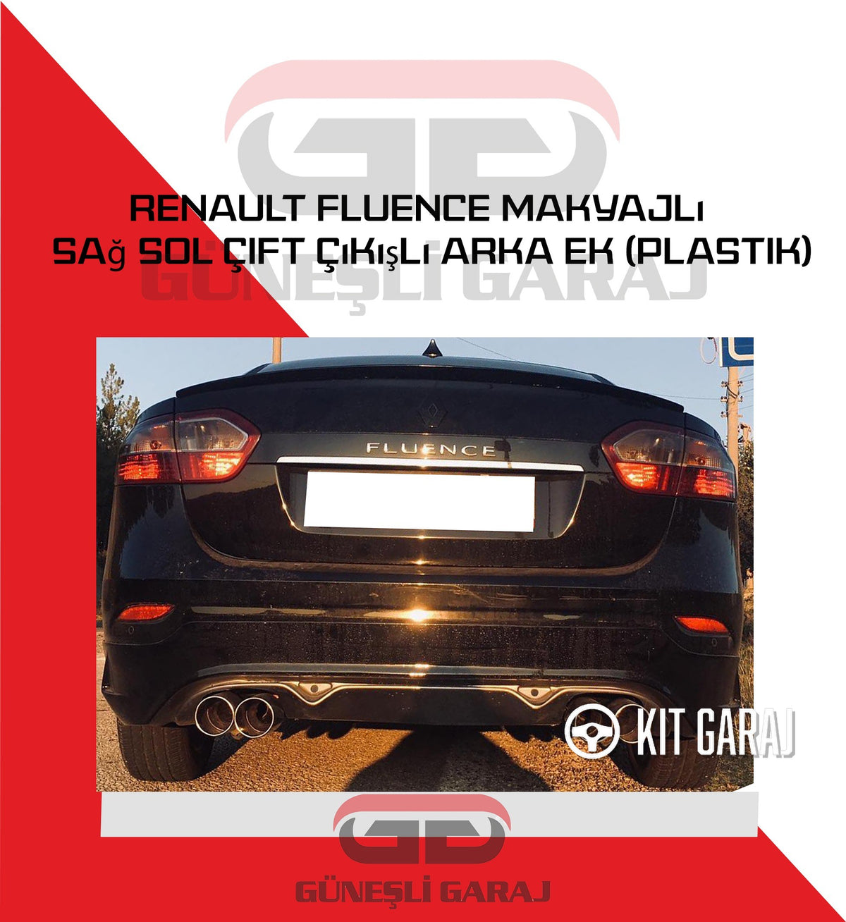 Renault Fluence Uyumlu Makyajlı Sağ Sol Çift Çıkışlı Arka Ek (plastik)