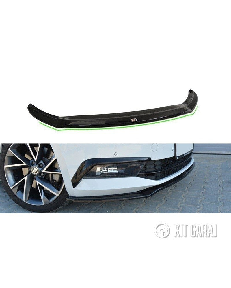 Skoda Superb 2015-2018 Makyajsız B8 Parlak Siyah Ön Lip (Plastik) Boyalı