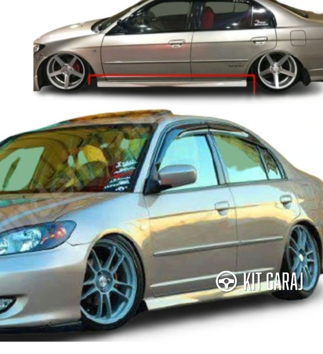 Honda Civic Vtec 2 2001-2006 Uyumlu Boyasız Plastik Marşpiyel Takımı