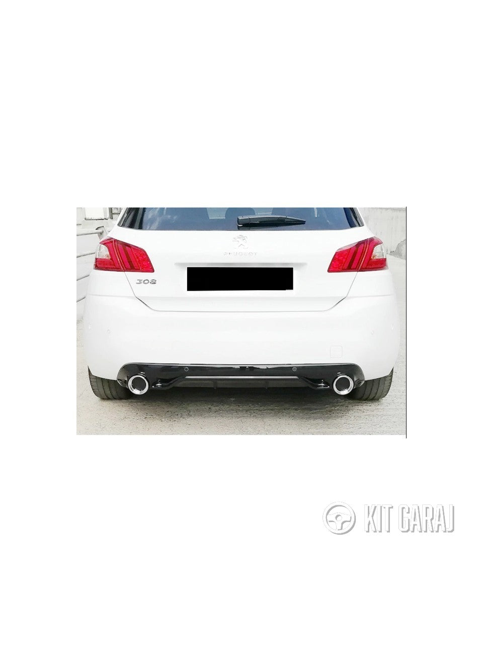 Peugeot 308 Uyumlu Race Difüzör Piano Black + Egzoz Ucu Kromlar 2013+
