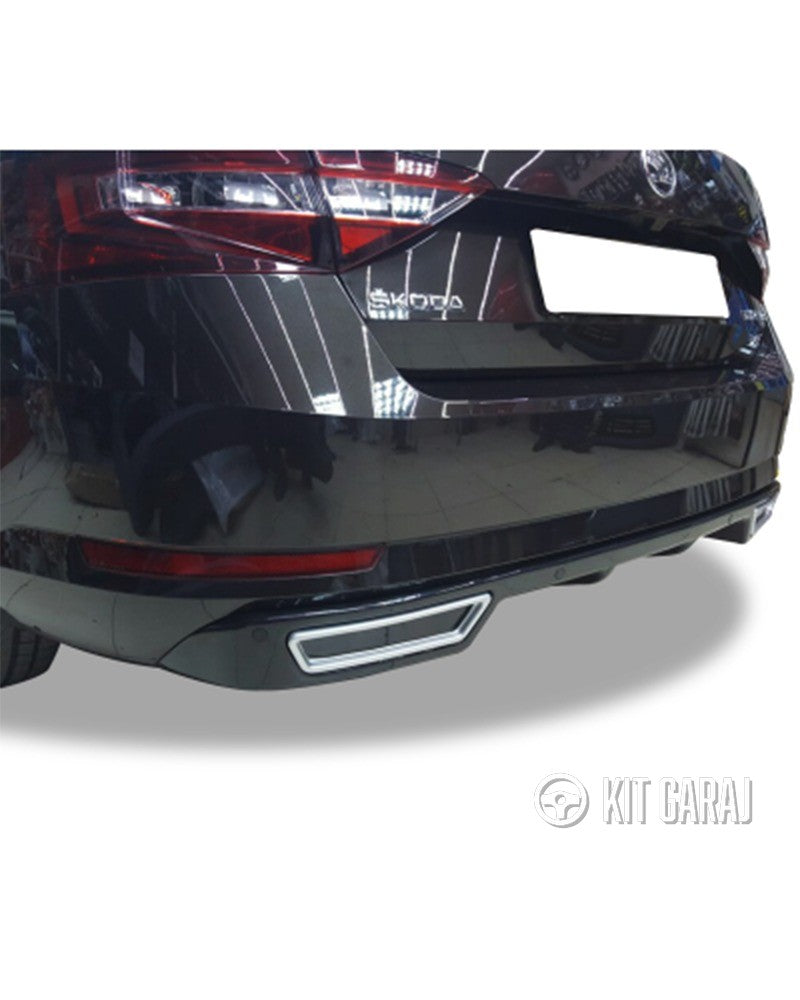 Skoda Superb B8 2015-2023 Parlak Siyah Plastik Egzoz Görünümlü Difüzör