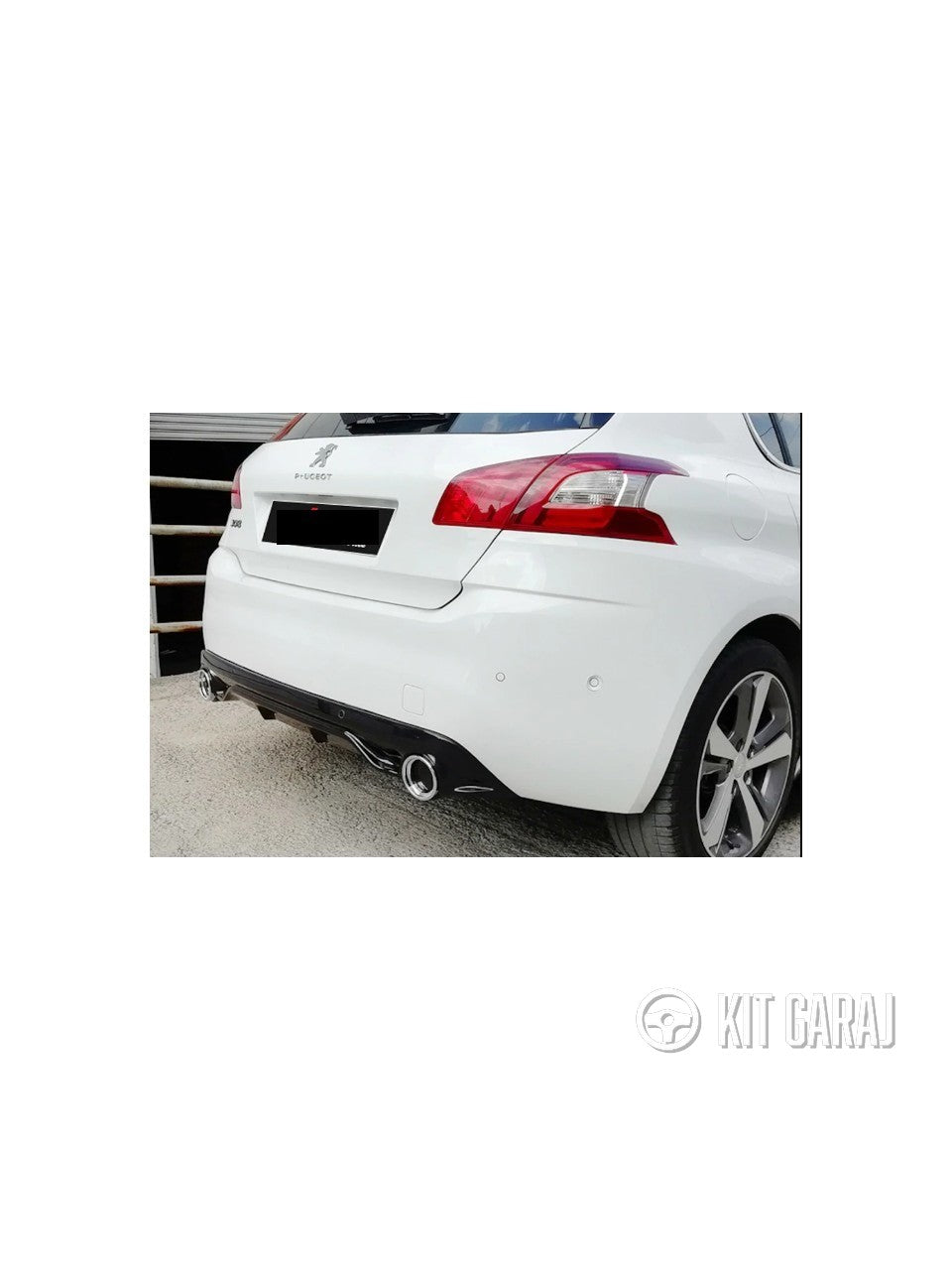 Peugeot 308 Uyumlu Race Difüzör Piano Black + Egzoz Ucu Kromlar 2013+