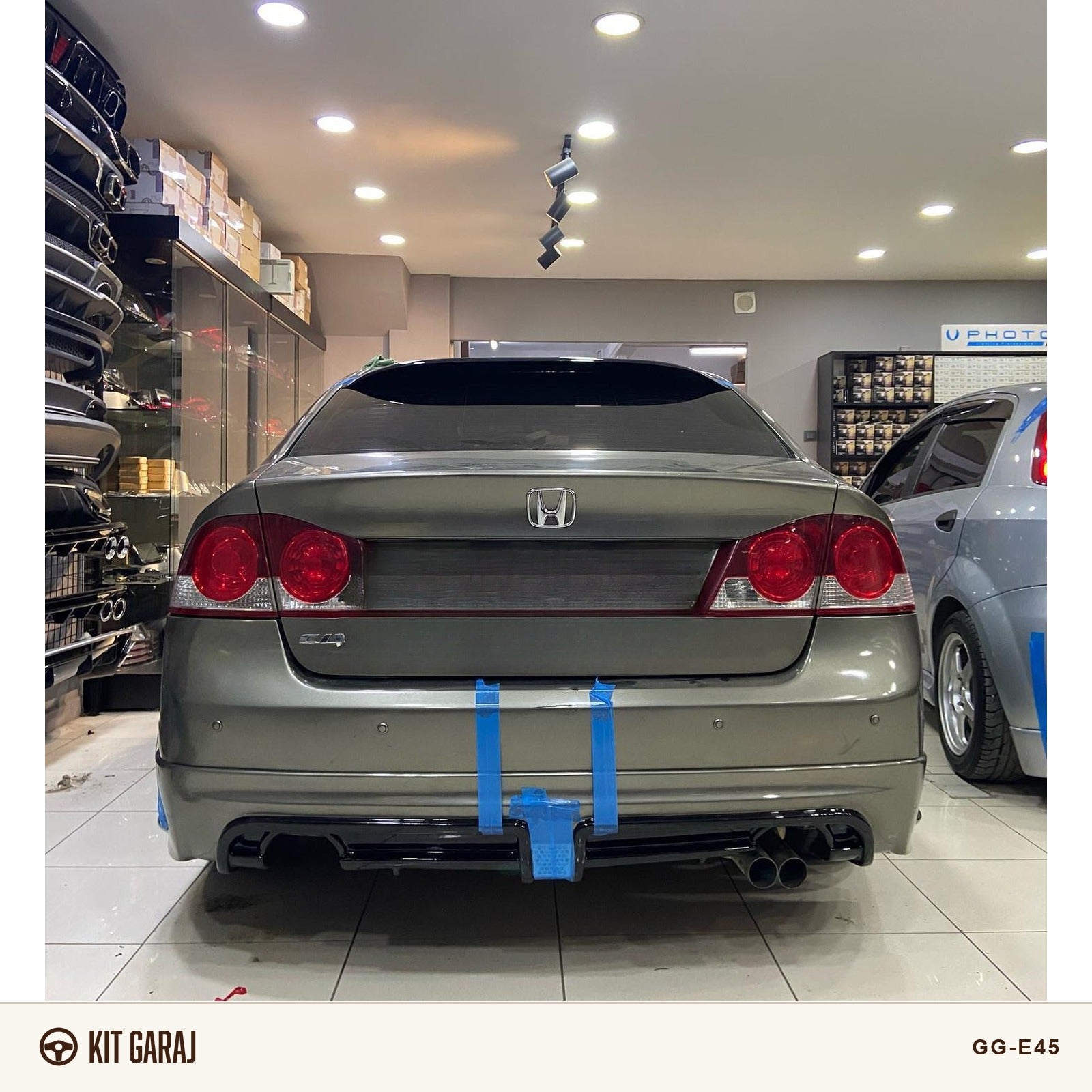 Honda Civic Fd6 2006-2012 Mugen RR Sağ-Sol Çıkışlı Arka Ek (Plastik) Boyasız