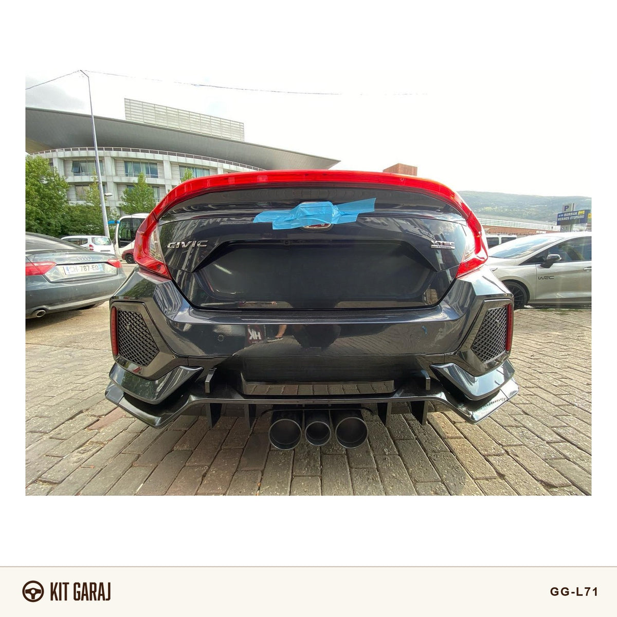 Honda Civic FC5 2016-2021 Piano Black Flap (Plastik) Boyalı