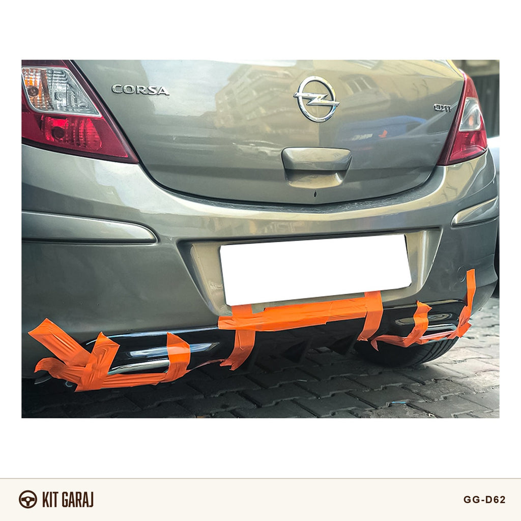 Opel Corsa 2006-2014 Egzoz Görünümlü Parlak Siyah Difüzör (Plastik) Boyalı