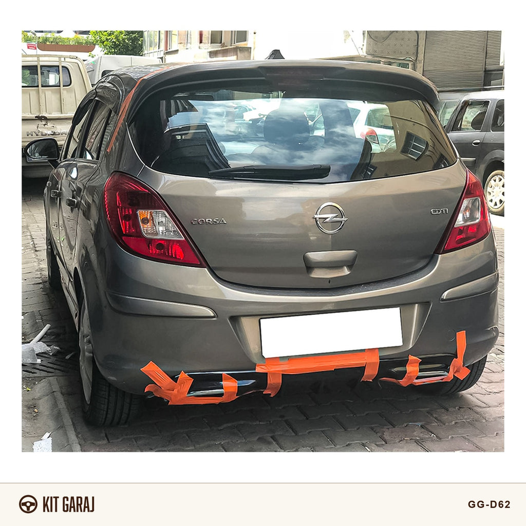 Opel Corsa 2006-2014 Egzoz Görünümlü Parlak Siyah Difüzör (Plastik) Boyalı