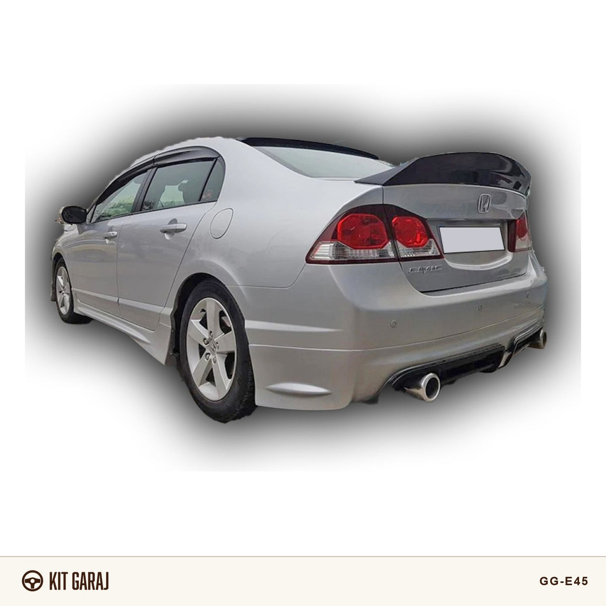 Honda Civic Fd6 2006-2012 Mugen RR Sağ-Sol Çıkışlı Arka Ek (Plastik) Boyasız