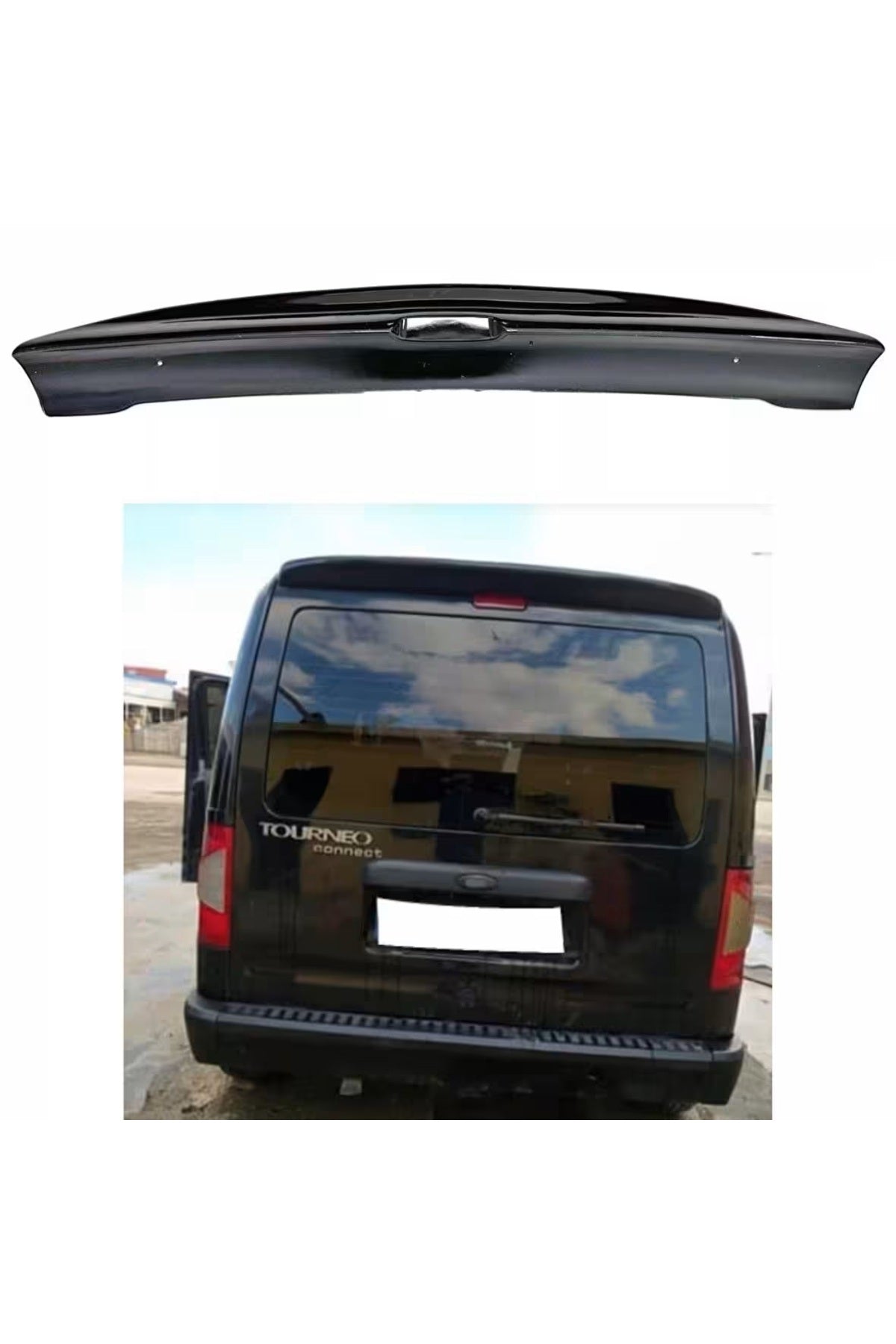 FORD TOURNEO CONNECT 2002-2014 UYUMLU PARLAK SİYAH SPOİLER PLASTİK 3