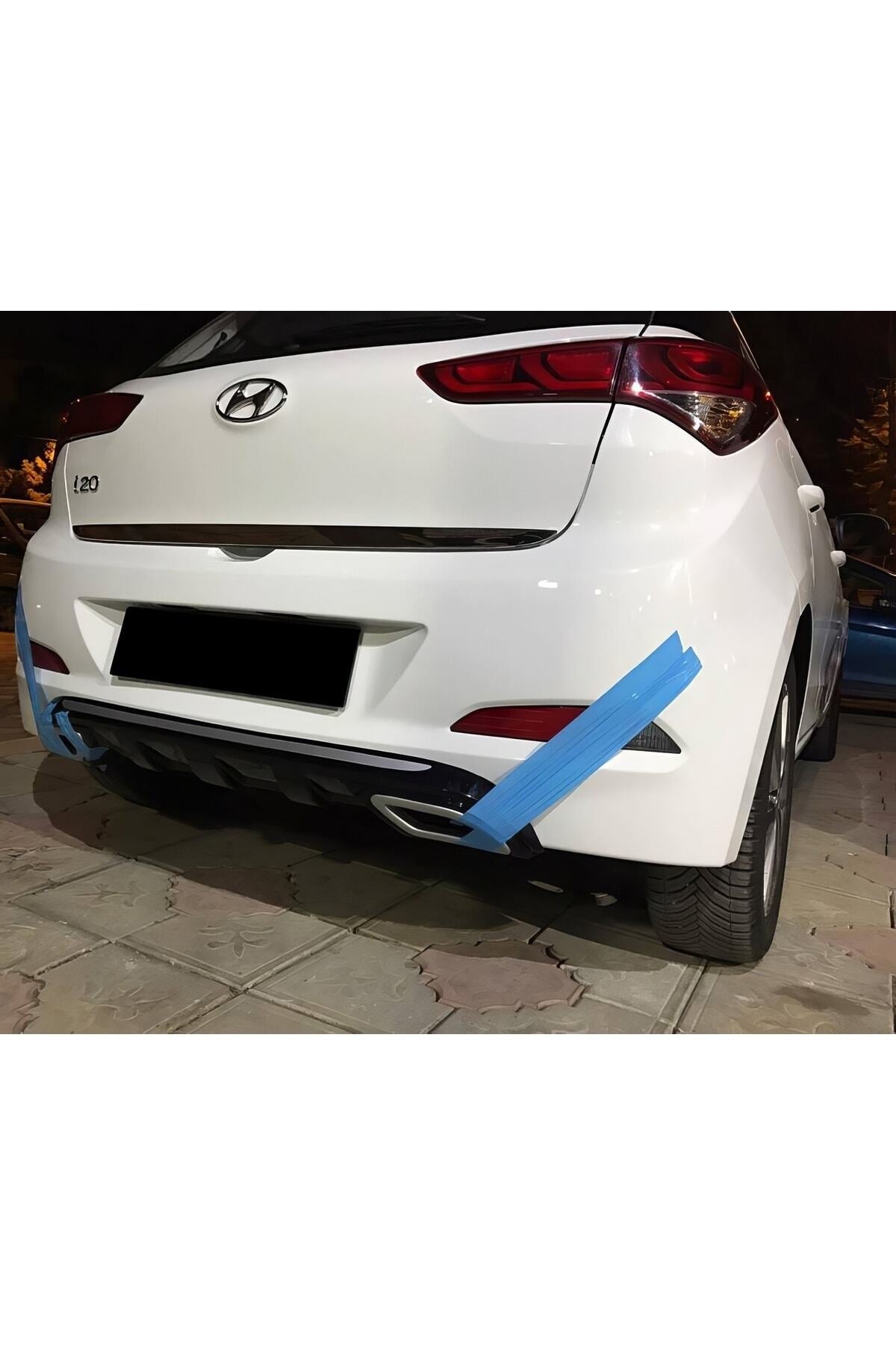 Hyundai i20 2015-2017 Uyumlu Parlak Siyah Plastik Egzoz Görünümlü Difüzör 5