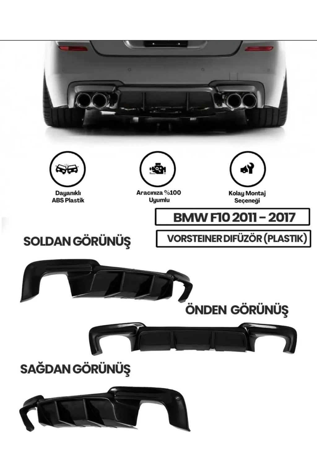 BMW F10 2011-2017 Vorsteiner Plastik Difüzör Orijinal Uyumlu Ve Şık Tasarım