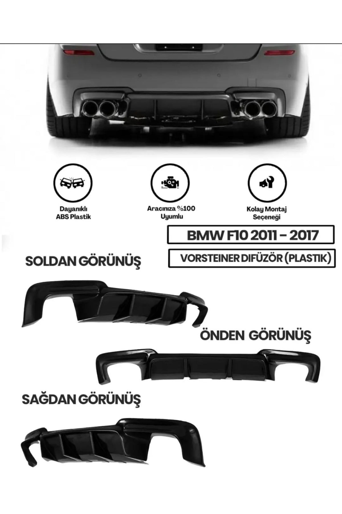 BMW F10 2011-2017 Vorsteiner Plastik Difüzör Orijinal Uyumlu Ve Şık Tasarım