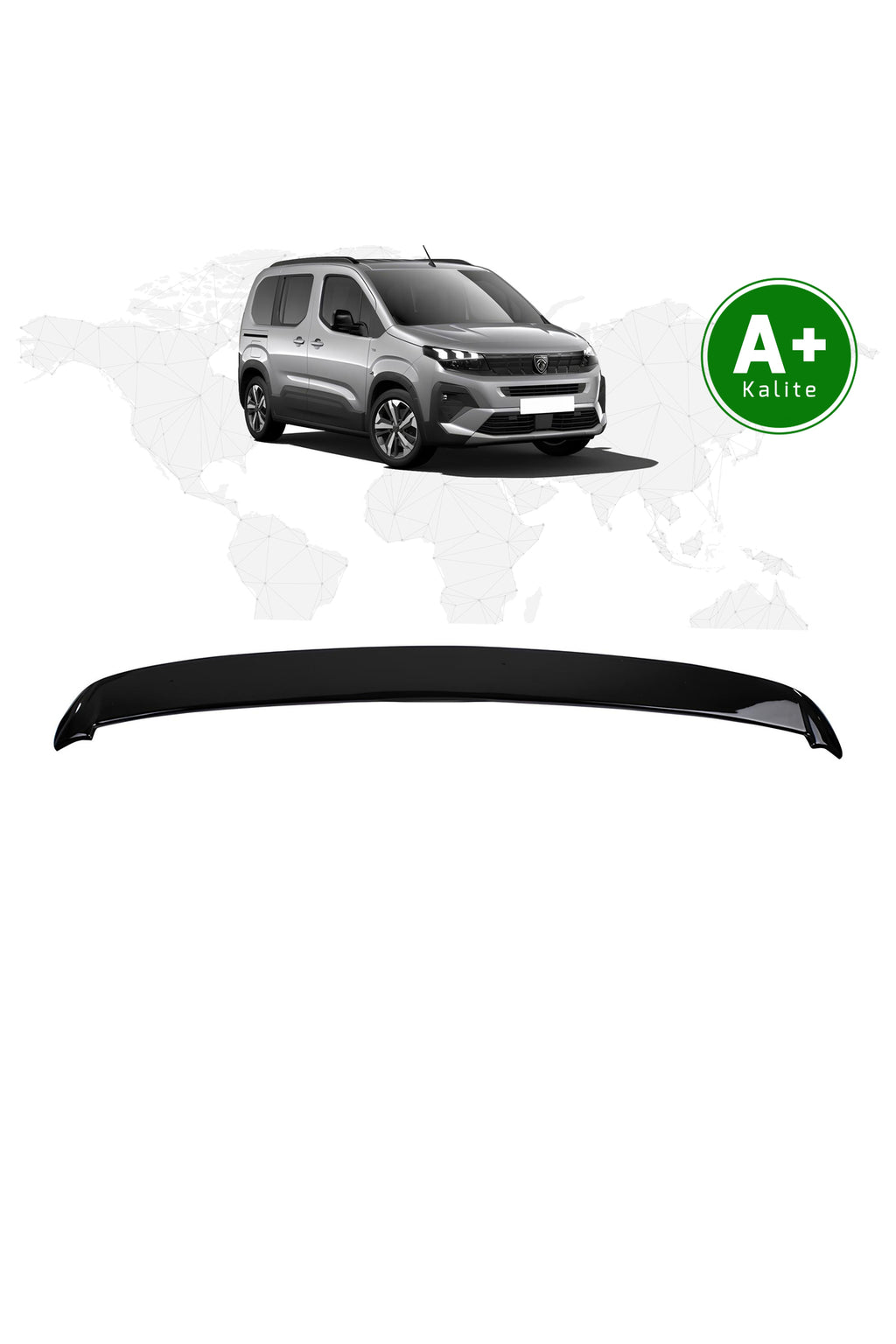Peugeot Rifter Bagaj Üstü Spoiler parlak siyah boyalı 2019-2026 2
